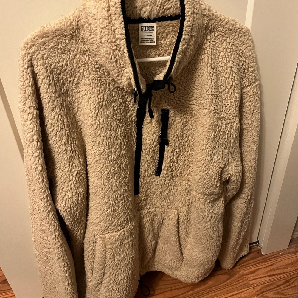 PINK Victoria’s Secret Sherpa Quarter-Zipup